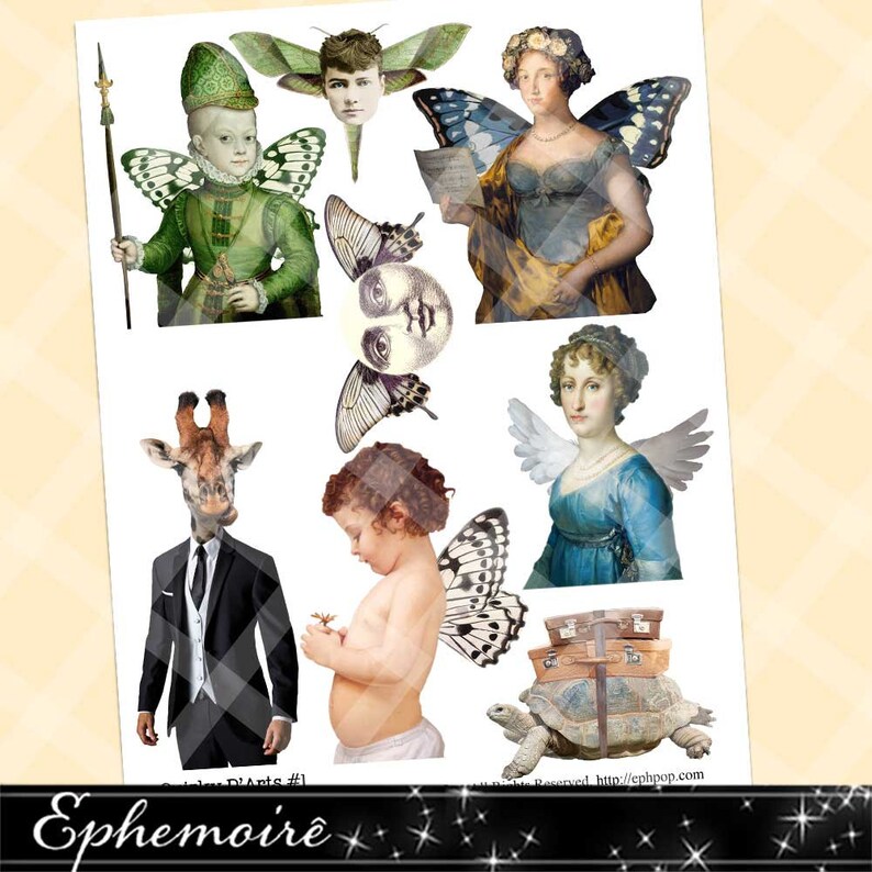 Quirky Characters Collage Sheet Quirky P'Arts Collage Etsy