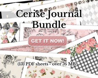 Junk Journal - Journal Printable - Shabby Chic Roses - Digital Scrapbook - Cardmaking Papers - 5x7 Journal Page Inserts - Digital Paper Pack