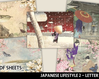 JAPANESE Digital Papers - Japanese Backgrounds - Digital Scrapbooking - Asian Digital Paper Pack - Cardmaking - Letter Size - Digital Papers