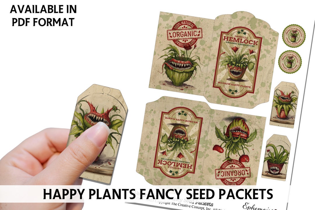 CARNIVOROUS PLANTS Fancy Seed Packet Envelopes Halloween Printable ...