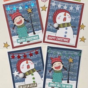 Digital Printable CHRISTMAS CAROLERS Card Kit Cardmaking Carolers Printable Christmas Card Fronts Snowman Printable Craft Kit image 5