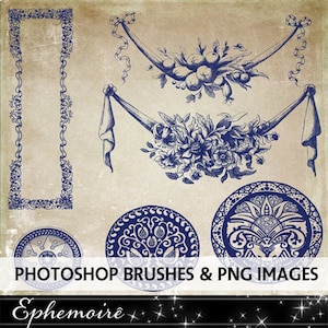 Photoshop Brushes Set - Digital Stamps Floral Elements - Digital Clipart - Digi Stamp - PNG - ABR - Digital Floral Clipart Illustrations