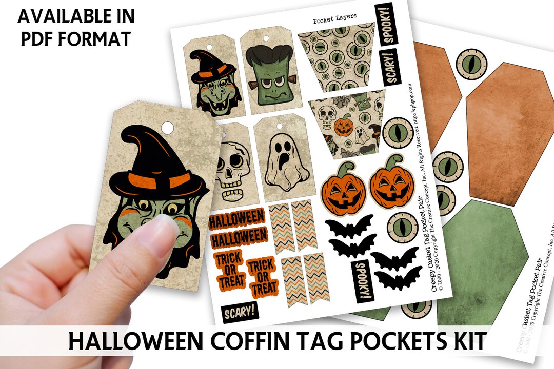 Junk Journal Printable COFFIN TAG POCKETS Loaded Pocket Casket Pocket ...