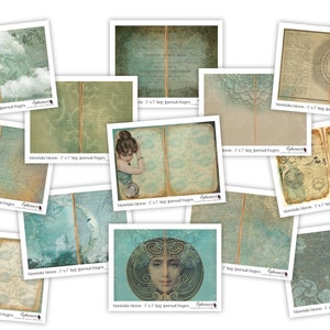 Junk Journal Printable - Art Nouveau Journal Kit - Celestial - Mandala Moon - Art Nouveau Ephemera - Digital Scrapbook - Cardmaking Papers
