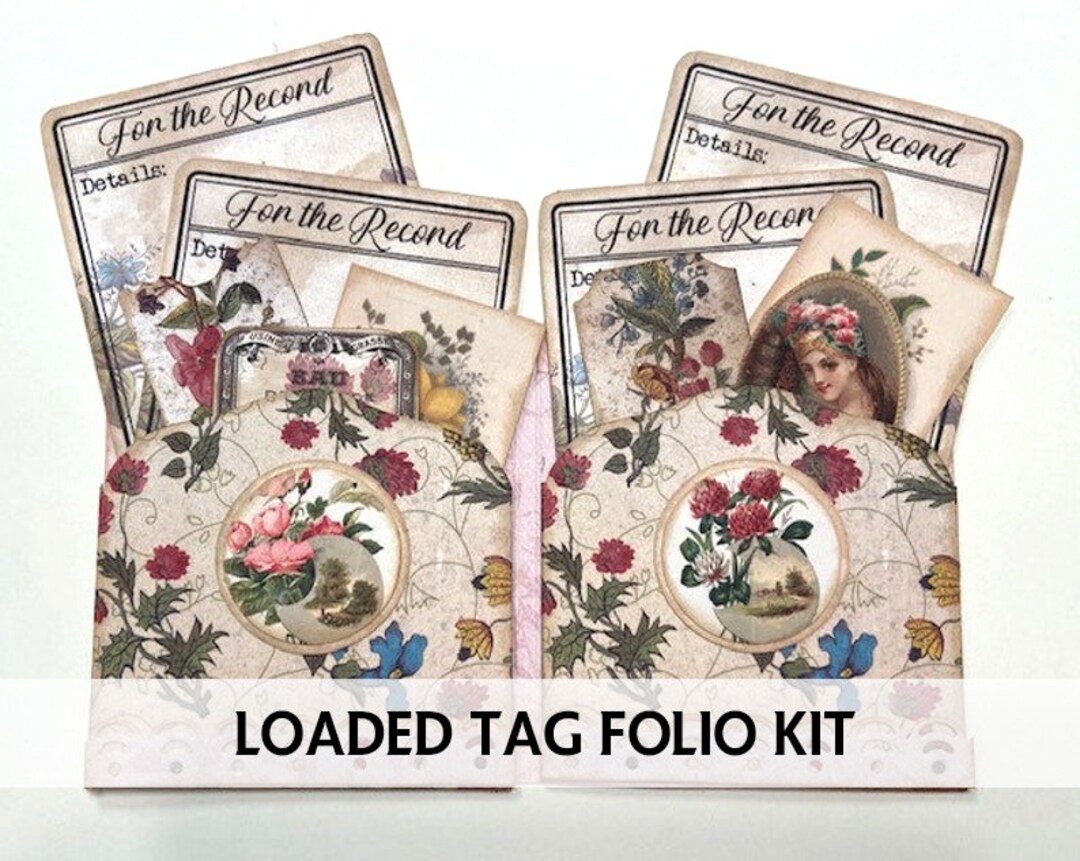 Junk Journal Printable Loaded Tag Folio Kit Floral Tag Folio Tag Mini ...