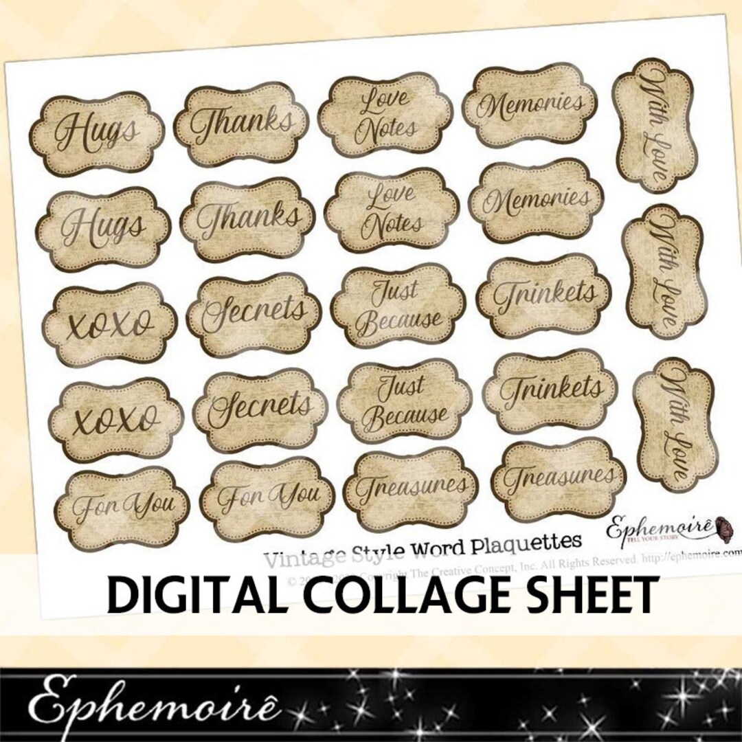 Junk Journal Printable - WORD ART - Fussy Cut - Digital Scrapbook ...