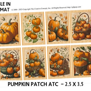 PUMPKIN Collage Sheet - Fall ATC - Ephemera Cards - Junk Journal Printable - ACEO Digital Tags - Watercolor Pumpkin Cards - Digital Tags