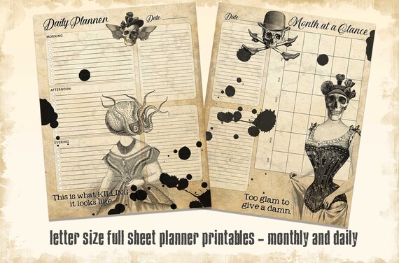 Planner Printable Set Goth Boss Letter A4 And A5 Size Printable Planner Journal Hybrid Undated Planner With Stickers Planner Planner Printable Set Goth Boss Letter A4 And A5 Size Printable Planner Journal Hybrid Undated Planner With Stickers Planner