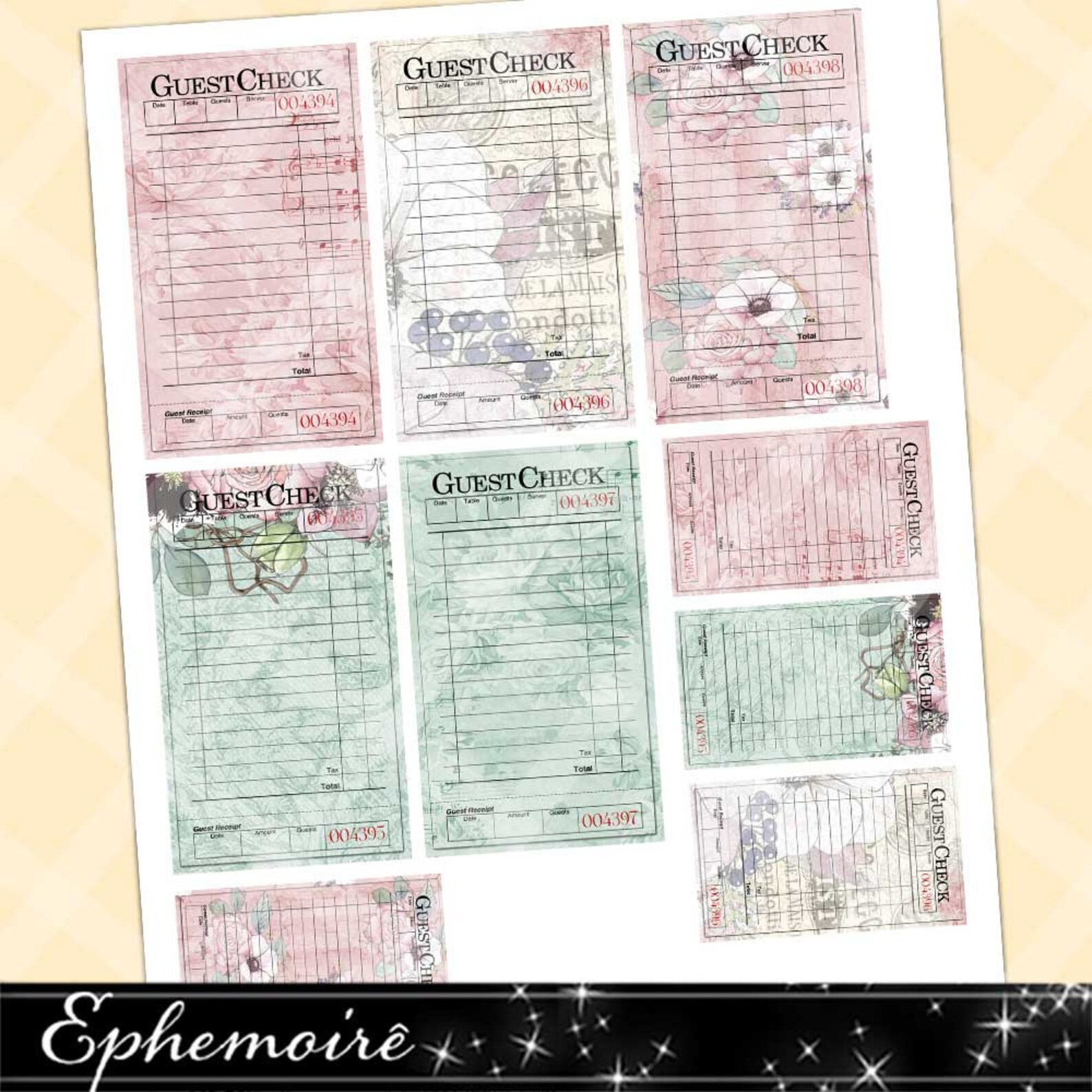 Printable Guest CHECKS Shabby Chic DREAMY Guest Check Etsy