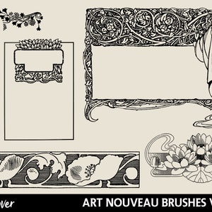 Photoshop Brushes Art Nouveau Digital Stamps PNG Clipart Ornamental Clipart Photoshop Add On Digital Scrapbook ABR Clipart image 5