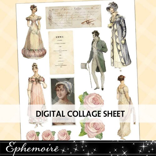 Junk Journal Printable JANE AUSTEN Fussy Cut Digital - Etsy