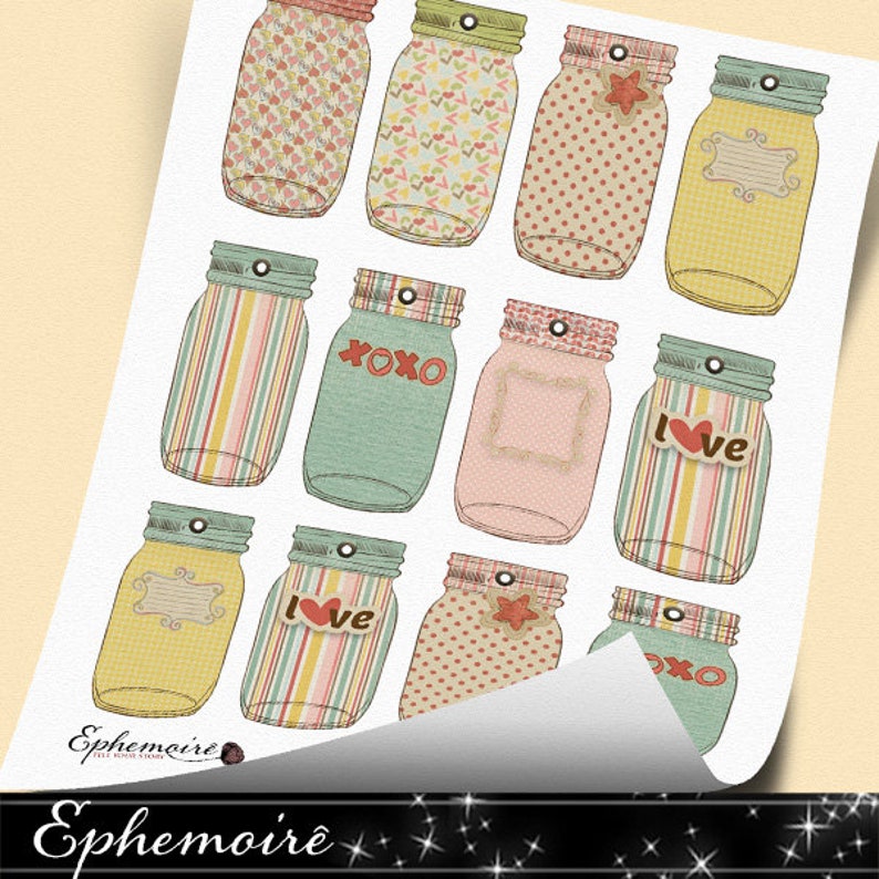 Printable Mason Jar Tags Pastel MASON JAR Tags Digital Tag Etsy