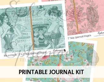 Printable Junk Journal Kit  - VINTAGE CORSETS - 5x7 Journal Kit - Cardmaking Papers - Digital Scrapbook - Corset Printable Papers Set