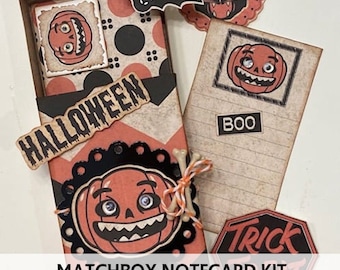 Printable Crafts - Halloween Printable - French Tags Printable - MATCHBOX Craft Kit - Retro Halloween Craft Kit - Printable Craft Kit