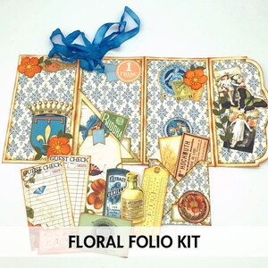 Junk Journal Printable - Digital Printable Folio Kit - Vintage Floral Folio - Floral Printable Folio - Journal Insert Printable Kit
