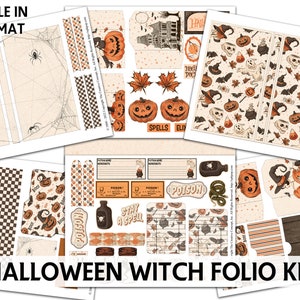 Junk Journal Printable - HALLOWEEN Folio Kit - Digital Scrapbook - Printable Mini Book - WITCH Flip Tag Folio - Vintage Witch Mini Booklet