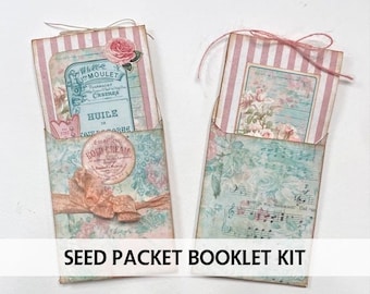 Printable Seed Packet BOOKLET Kit - Shabby Chic Journal Insert - Mini Vintage Journal Printable - Journal Accessory - Journal Embellishment