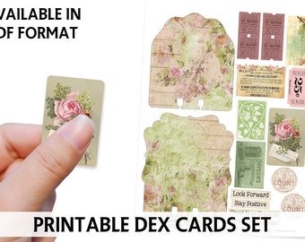 Digital Printable Dex Cards - Pastel Floral Dex Cards - Collage Sheet - Printable DEX Card - Journal Printable - Paper Crafting Kit