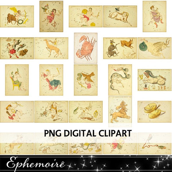 Digital Clipart - CONSTELLATIONS - Astronomy - Digital Scrapbook - Cardmaking Elements - New Age - Zodiac Clipart - Mixed Media - Astrology