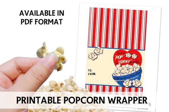 Printable POPCORN Wrapper Party Printable Popcorn Wrapper | Etsy