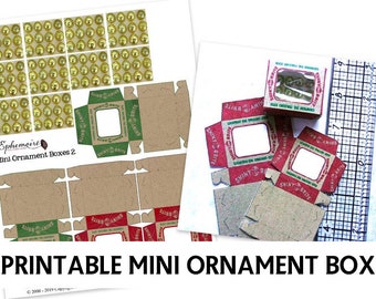 Vintage Mini Shiny Brite ORNAMENT BOXES Printable - Instant Download - Christmas Miniature Box - Ornament - Diorama - PDF Pattern Download