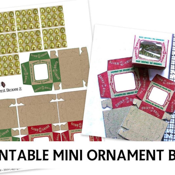 Vintage Mini Shiny Brite ORNAMENT BOXES Printable - Instant Download - Christmas Miniature Box - Ornament - Diorama - PDF Pattern Download