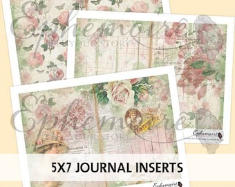 Junk Journal Printable - Digital Printable Journal Pages - Journal Inserts - Journal Printable - Digital Paper Set - 5x7 Journal Inserts