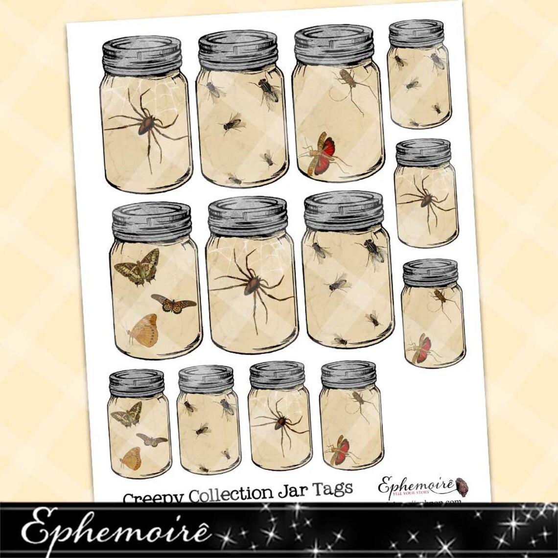 Printable Mason Jar Journal Cards Creepy Collection Jars 1 | Etsy