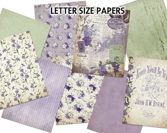PETUNIA Floral Paper Set - Digital Printable Paper - Digital Scrapbooking - Cardmaking - Letter Size - Junk Journal FLORAL Digital Papers