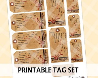 Printable MORGUE TOE TAGS - Halloween - Medical Examiner Tag - Goth Macabre - Halloween Prop Printable - Printable Toe Tag - Journal Tag
