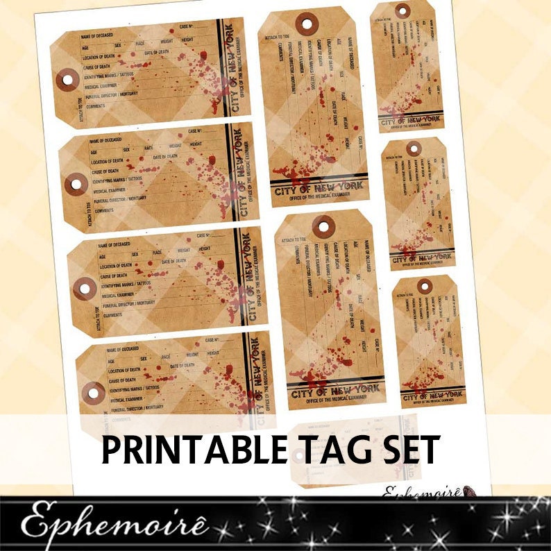 Printable MORGUE TOE TAGS Halloween Medical Examiner Tag - Etsy