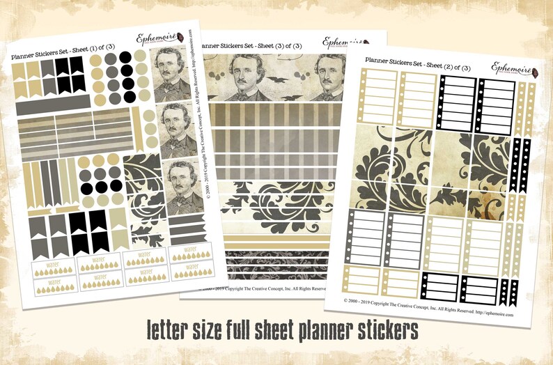 Planner Printable Set Edgar Allan POE Letter A4 And A5 Etsy