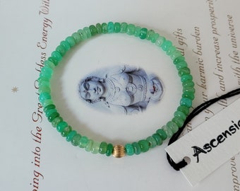 Antique  Chrysoprase Bracelet ~ Apple Green Gem Quality ~ Gold ~ Genuine Untreated Therapeutic Quality Gemstone Energy Bracelet 5mm