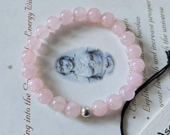 Rose Quartz Bracelet ~ Genuine Untreated Therapeutic Quality Gemstone Energy Bracelet for Healing 8mm