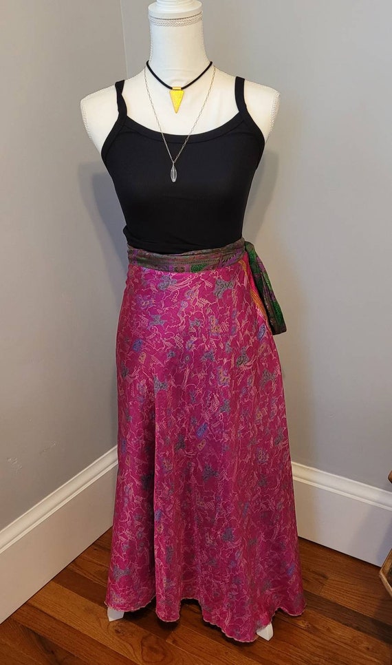 Vintage Silk Wrap Around Skirt ~ Boho Hippie Rever