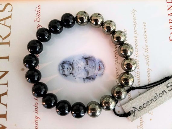 Men s Pyrite Black Tourmaline Bracelet Genuine Untreated