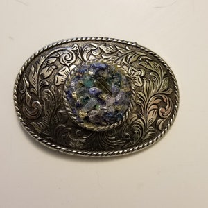 Vintage Belt Buckle ~ Western Style Hand Made Gemstone Encrusted Belt Buckle Unisex