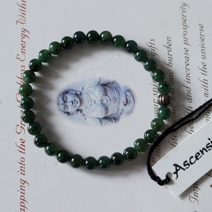 Vintage Unisex Jade Bracelet ~ Nephrite  Green Jade Bracelet Genuine Untreated Therapeutic Quality 6mm