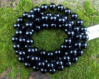 Black Obsidian Necklace - Genuine Gemstone, Hand Knotted 8mm