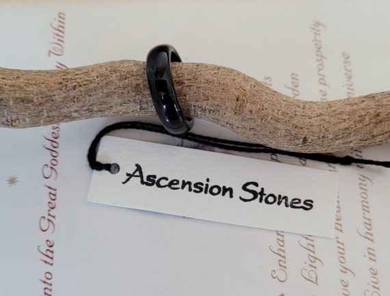 Vintage Black Obsidian Ring ~ Solid Wide Gemstone… - image 2