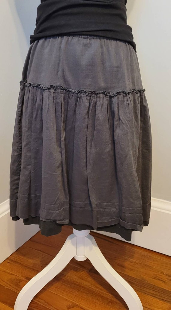 Vintage Smoke Grey Skirt~ Cotton Double Lined Low… - image 2