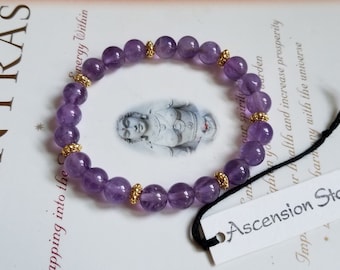 Lavender Amethyst Antique Exquisite - Gold ~ Genuine Untreated ~ Therapeutic Quality Gemstone Energy Bracelet 8mm