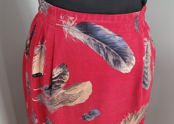 Vintage Detailed Feather Skirt Hand Made Deep Red… - image 3