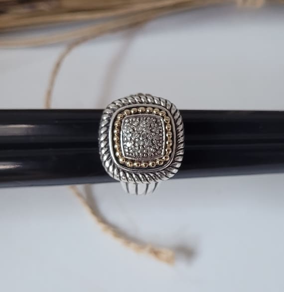 Diamond Square Statement Ring ~ Sterling Silver 1… - image 8