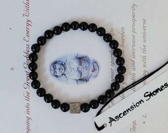 Black Tourmaline -  Raw Pyrite Bracelet Genuine Untreated Therapeutic Quality Gemstone Energy Bracelet For Healing 6mm