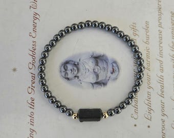 Hematite ~ Black Tourmaline Unisex Bracelet ~ Sterling ~ Non Magnetic ~ Genuine Untreated  Therapeutic Quality Gemstone Bracelet 4mm
