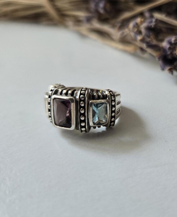Vintage Gemstone Stone Statement Ring ~ Aquamarin… - image 6