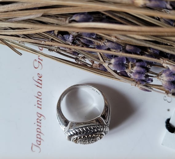 Diamond Square Statement Ring ~ Sterling Silver 1… - image 2