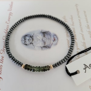 Vintage Men&#39;s Moldavite Meteorite Bracelet ~ Non Magnetic Hematite ~ Gold ~ Genuine Untreated Therapeutic Quality Energy Bracelet 4mm