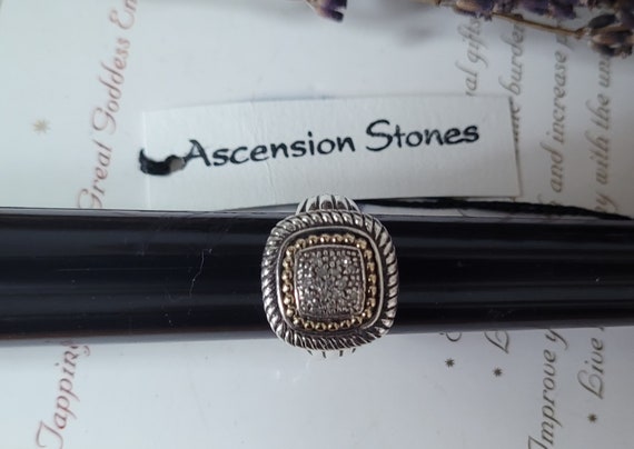 Diamond Square Statement Ring ~ Sterling Silver 1… - image 5